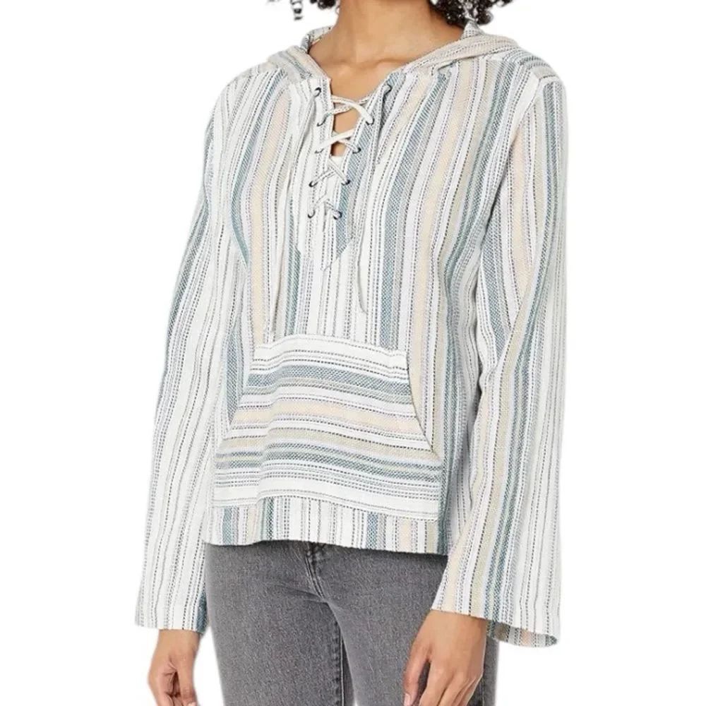 Roxy Cabo TripStriped Lace-Up Hooded Pullover - Striped Poncho